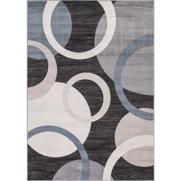 Concord Global Trading Lara Circles Anthracite 5 ft. x 8 ft. Area Rug
