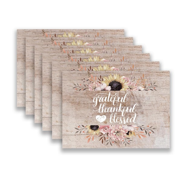 Morgan Home MHF Home 18 in. x 13 in. Polypropylene Grateful, Thankful, Blessed Placemats (Set of 6)