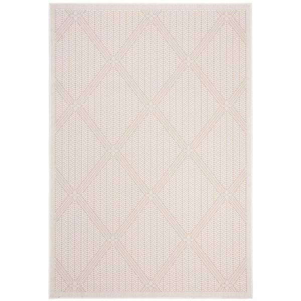 SAFAVIEH Bermuda Cream/Beige 2 ft. x 4 ft. Geometric Border Indoor/Outdoor Area Rug
