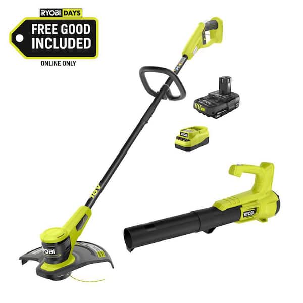 ONE+ 18V 13 in. Cordless Battery String Trimmer with 2.0 Ah Battery, Charger, and FREE Cordless 250 CFM Leaf Blower