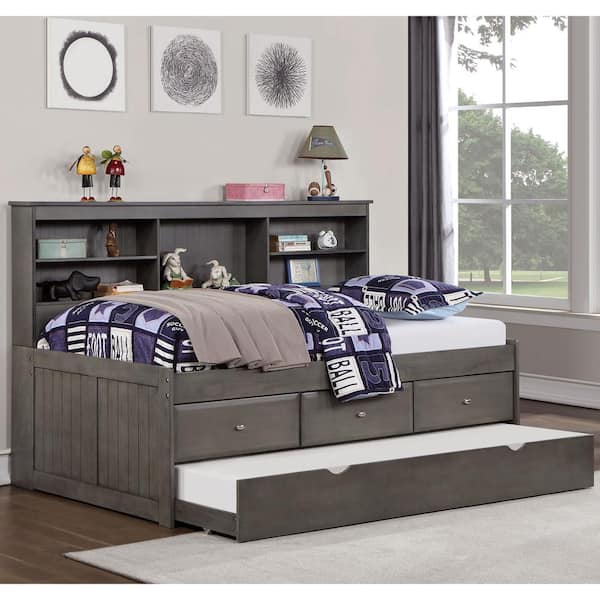 Furniture of America Crayna Dark Gray Twin Daybed with Trundle