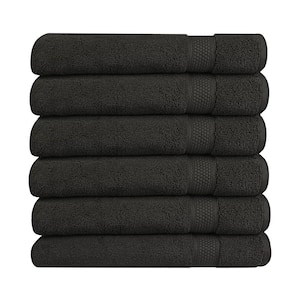 A1HC Hand Towel 500 GSM Duet Technology 100% Cotton Ring Spun Black Onyx 16 in. x 28 in. Quick Dry (Set of 6)