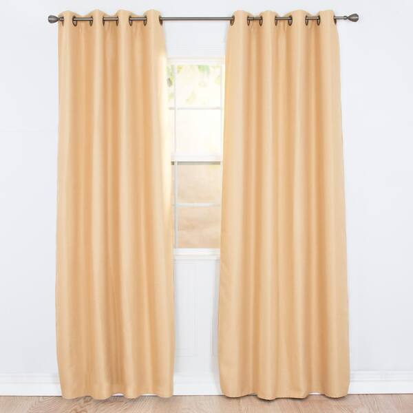 Lavish Home Blackout Linen Look Gold Polyester Blackout Curtain