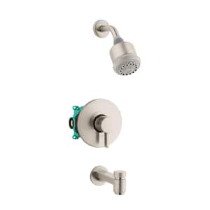 Clubmaster Pressure Balance Tub/Shower Set with Rough, 2.5 GPM in Brushed Nickel