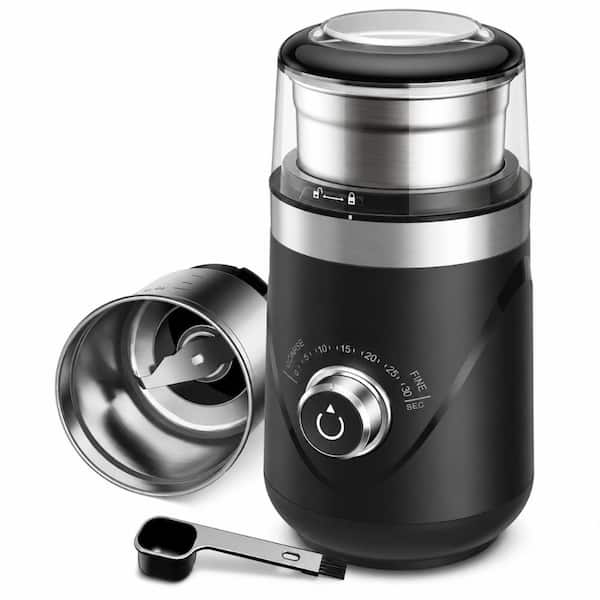 1 Bowl Light Gray Electric Coffee Grinder with Timed Grind Control and Removable Stainless Steel Bowl