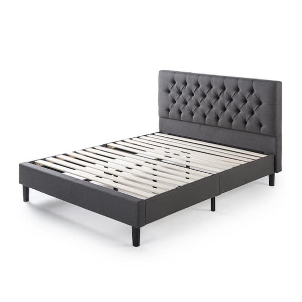 Zinus Misty Charcoal Grey King Upholstered Platform Bed Frame