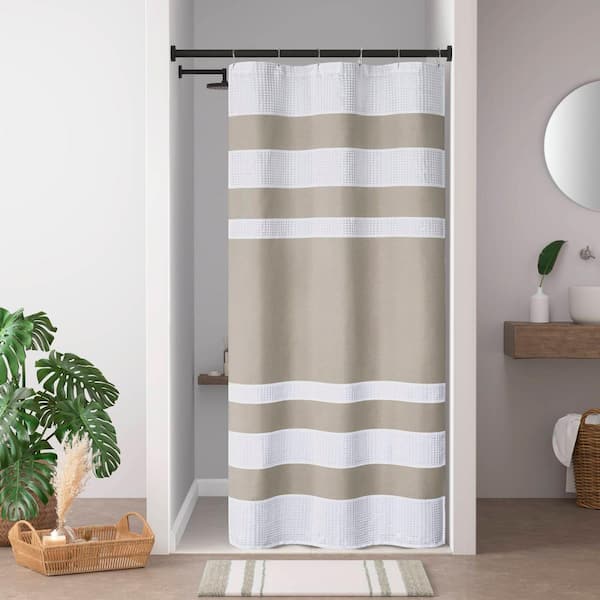 Madison Park Spa Waffle Taupe 72 in. x 72 in. Shower Curtain with 3M Treatment