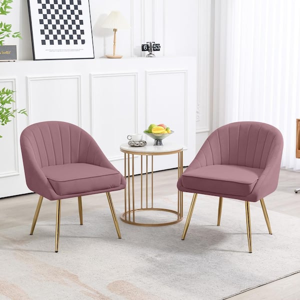 JEAREY Biscuit Pink Upholstered Outdoor Dining Chair with Tufted Back (Set of 2)
