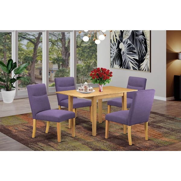 East West Furniture 5-Piece Natural Oak Finish Solid Wood Top - Dining Room Set - Seats 4