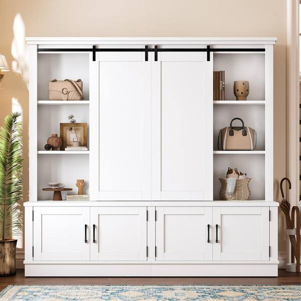 Nestfair 70.8 in. W White Hall Tree with Sliding Rails, Ample