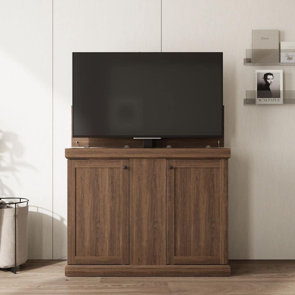 FUFU&GAGA Brown TV Stand Entertainment Center Fits TV's up to 50