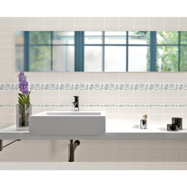 Streamline Dorian Light Gray 4 in. x 16 in. Glossy Ceramic Wall Tile (10.39 Sq. Ft./Case)