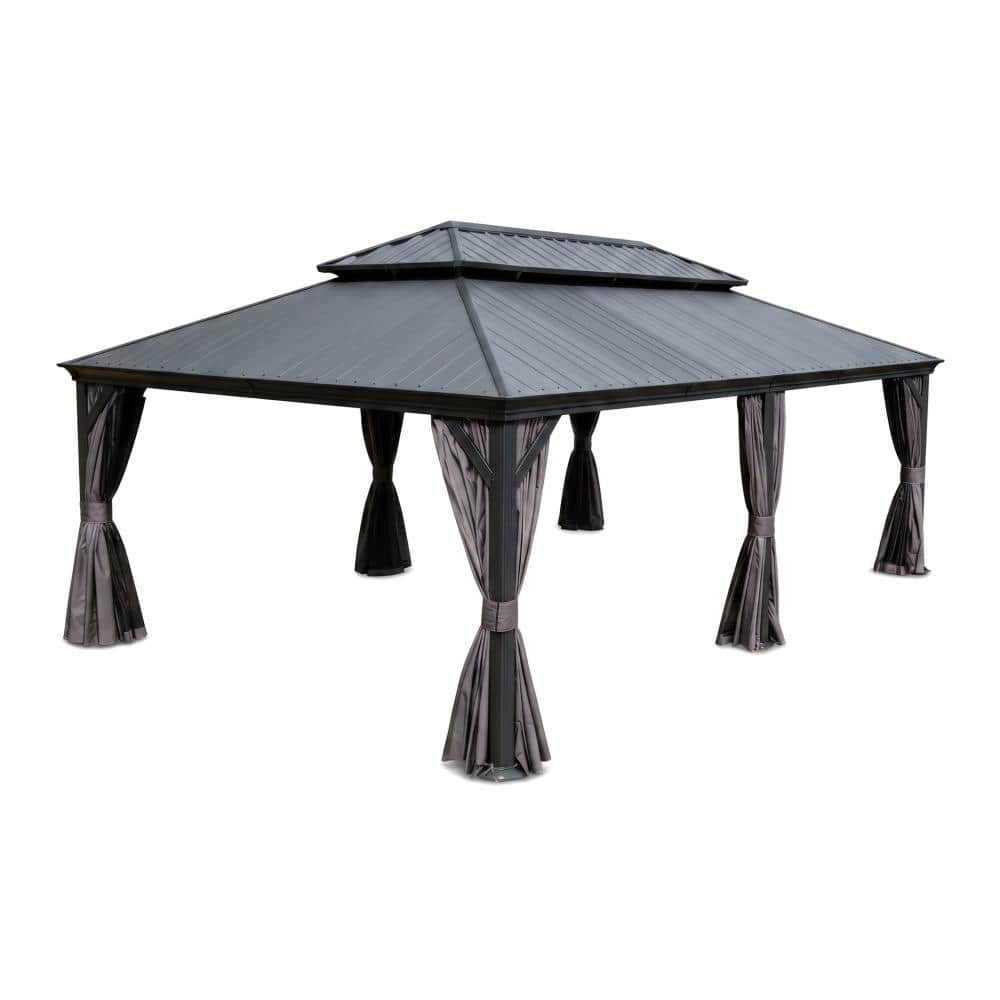 14x24 FT Hardtop Gazebo, Resin Roof, Drainage Gutters, Heavy Duty Pavilion with Curtains and Mosquito Netting price history on PriceWatchPro
