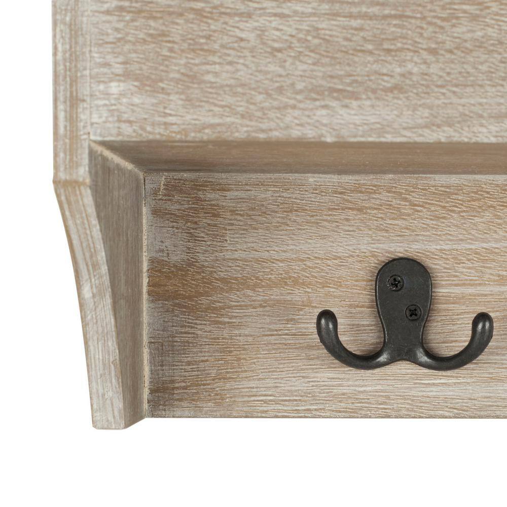 Darcey Gray Wood Hanging Storage Wall Rack with Double Hooks