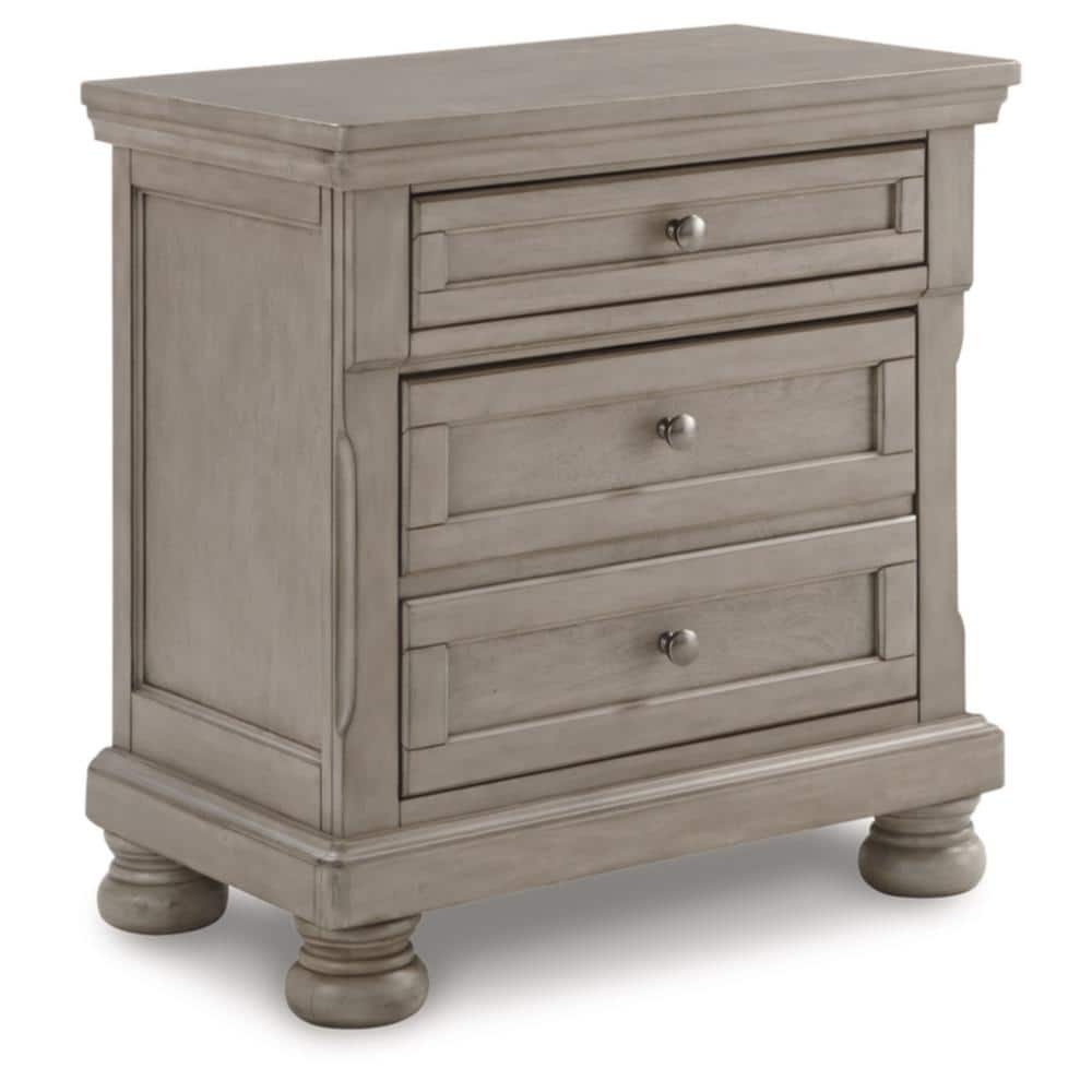 Lettner Light Gray Traditional 2-Drawer Nightstand with Silver-Tone Hardware