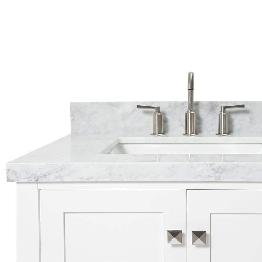 Cambridge 43" White Marble Top Vanity with Nickel Hardware