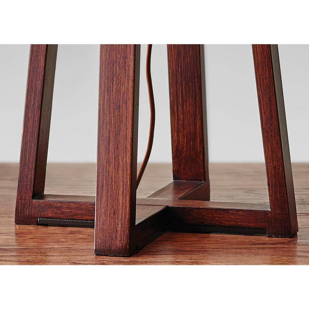 Quinn 23.75" Walnut Wood Table Lamp with Linen Shade