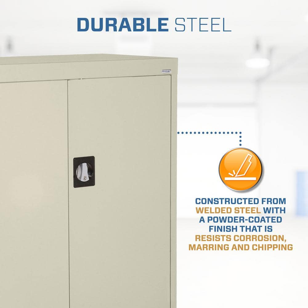 Putty Steel Freestanding Lockable Cabinet with Adjustable Shelving