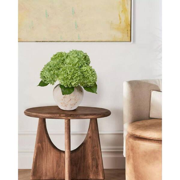 3-Pieces 20 in. Green Hydrangea Artificial Flowers Latex Real