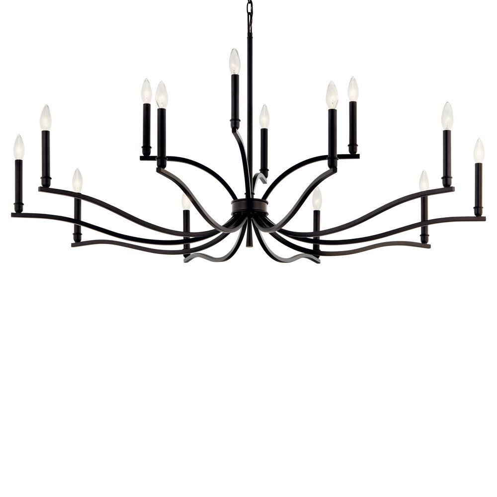 Malene Black 14-Light 2-Tier Candle Chandelier