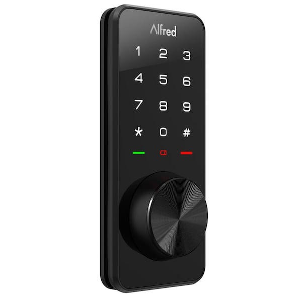 Alfred DB1-B Black Smart Single Cylinder Electronic Deadbolt Lock with Key Override and Zwave