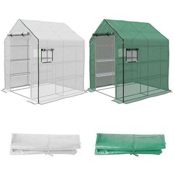 Replacement Cover for 55 in. x 56 in. x 75 in. Walk-In Greenhouse-UV-Resistant, Roll-Up Door and Mesh Vents