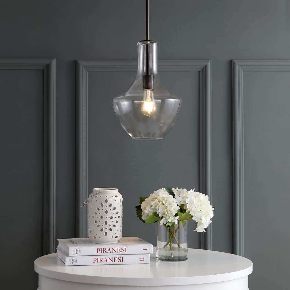 Watts 10.5" Clear Glass and Bronze LED Pendant Light