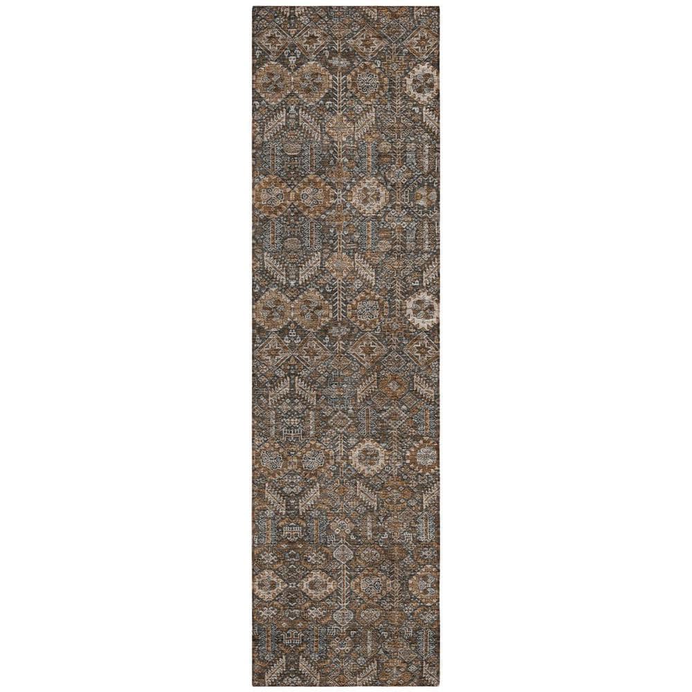 Chocolate 2 ft. x 8 ft. Woven Floral Runner Indoor/Outdoor Area Rug price history on PriceWatchPro