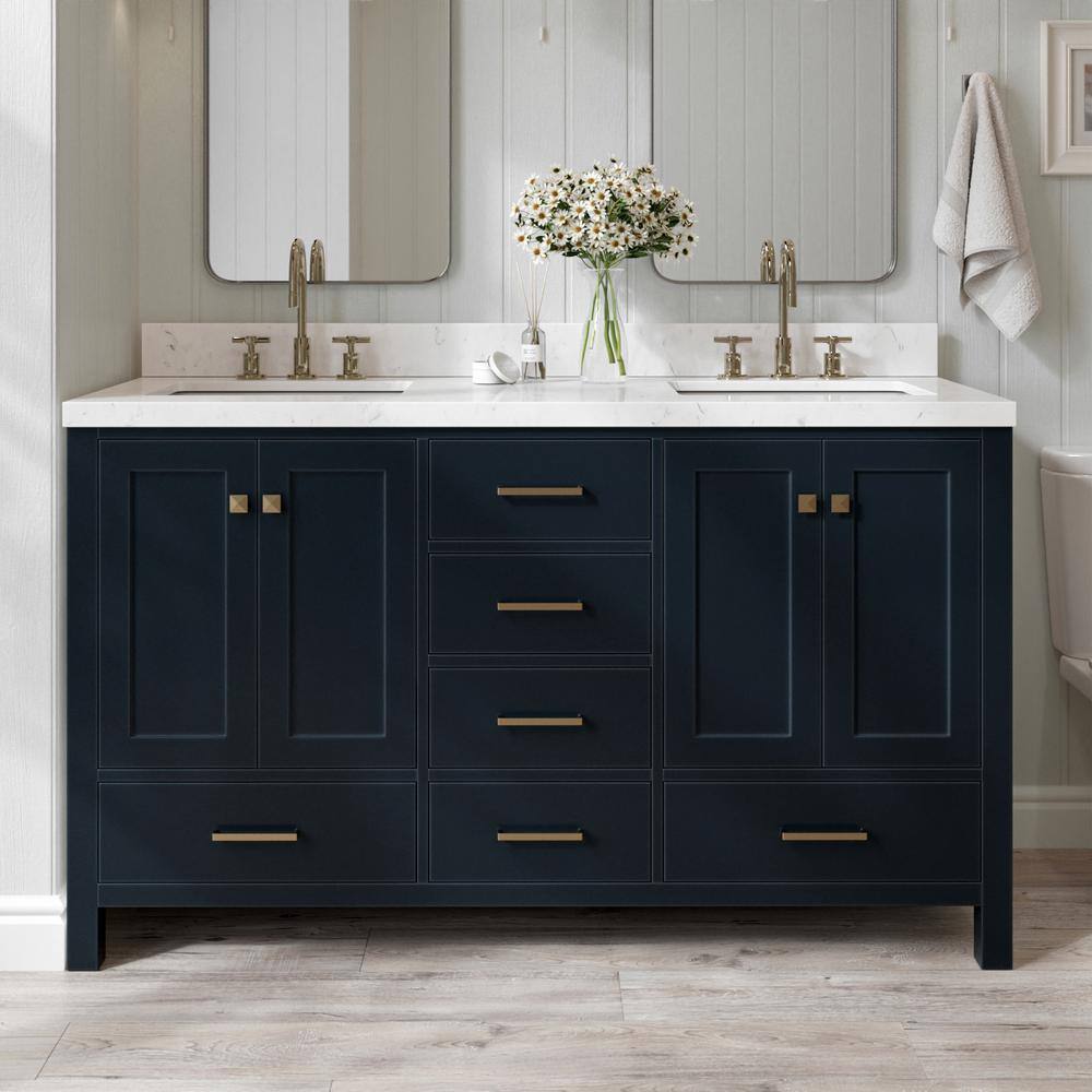 Cambridge Midnight Blue 60" Double Freestanding Vanity Cabinet