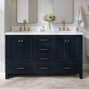 Cambridge 60 in. W x 21.5 in. D x 34.5 in. H Double Freestanding Bath Vanity Cabinet Only in Midnight Blue