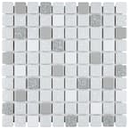 Crystalline Square Grey 12 in. x 12 in. Porcelain Mosaic Tile (9.79 sq. ft. / Case)