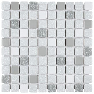 Crystalline Square Grey 11-3/4 in. x 11-3/4 in. Porcelain Mosaic Tile (9.8 sq. ft./Case)