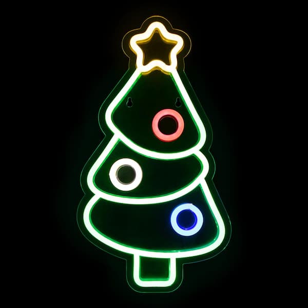 Northlight 15 in. LED Lighted Neon Style Christmas Tree Window Silhouette