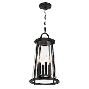 Daulle 6-Light Black Outdoor Pendant Light with Clear Glass