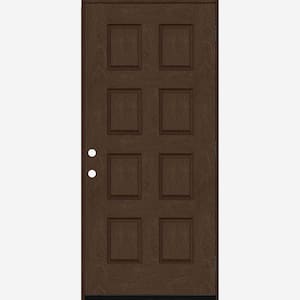 Regency 32 in. x 80 in. 8-Panel LHOS Hickory Stain Mahogany Fiberglass Prehung Front Door