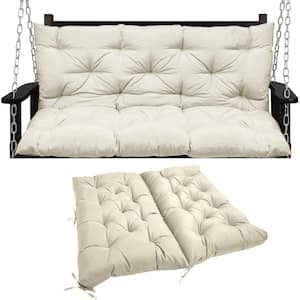 40 x 40 in 2-3 Seater Replacement Outdoor Swing Cushions with Back Support, Waterproof Bench Cushion (Creamy white)