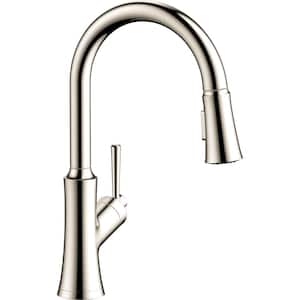 Joleena Single-Handle Pull Down Sprayer Kitchen Faucet with QuickClean in Polished Nickel