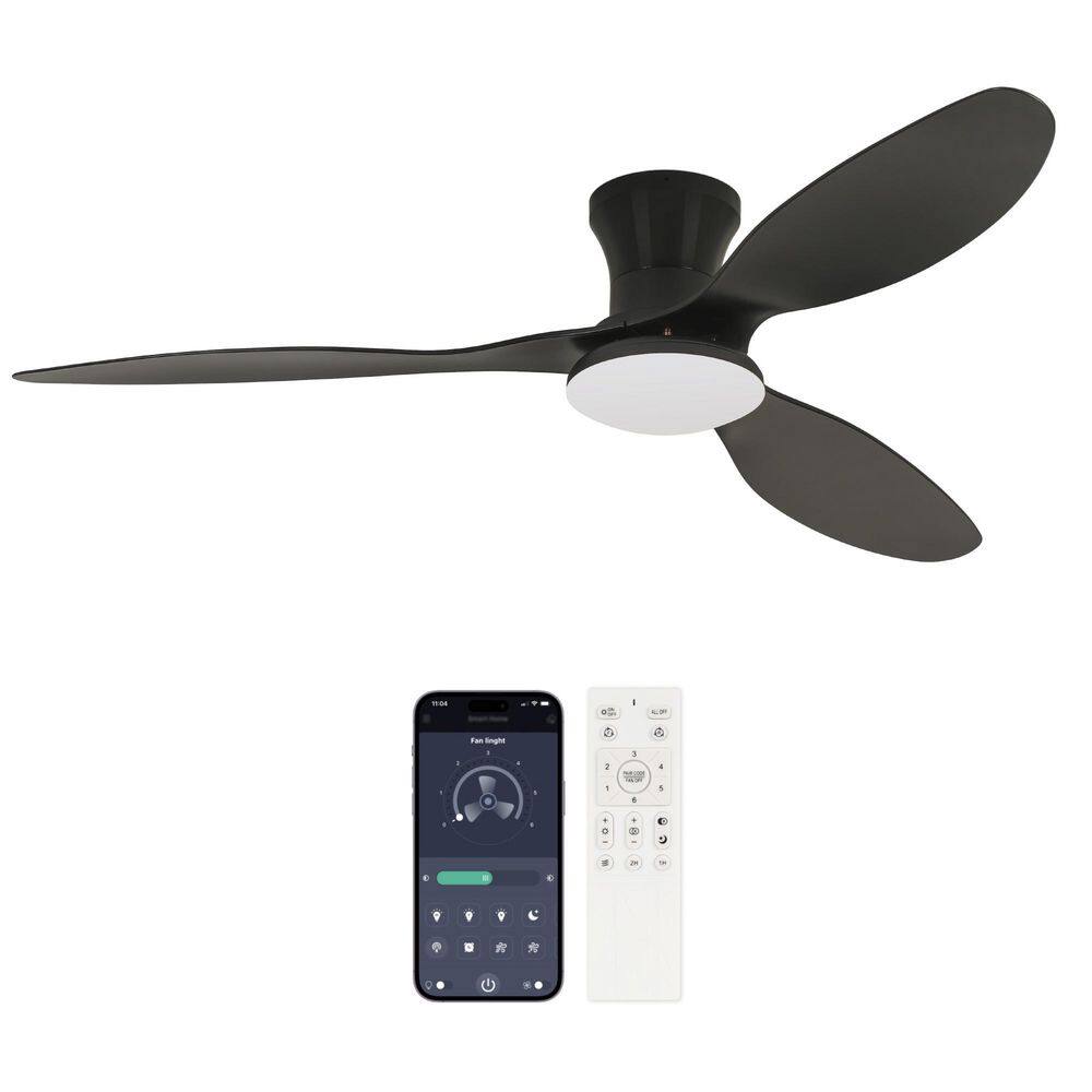 52 in. LED Black Indoor Modern Ceiling Fan with Light, with Remote Quiet DC Motor, 3-Color Dimmable, for Bedroom Kitchen price history on PriceWatchPro