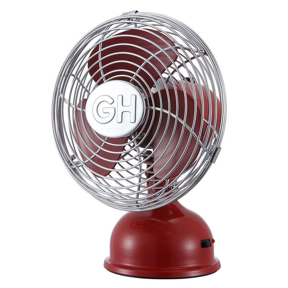Crimson All-Metal USB-Powered 5" Oscillating Table Fan