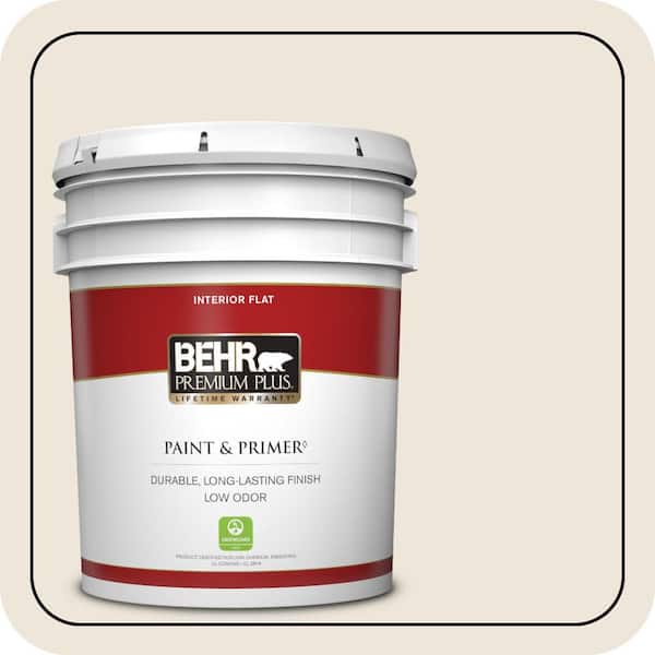 BEHR PREMIUM PLUS 5 gal. Home Decorators Collection #HDC-MD-11 Exclusive Ivory Flat Low Odor Interior Paint & Primer