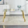 Polibi Modern Rectangle Gold Glass 4-Legs Dining Table Seats for 6 (63.00 in. L x 30.00 in. H) RS-46117-0