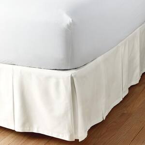 Simple Tuck 14 in. Box Pleat Solid Ivory California King Bed Skirt