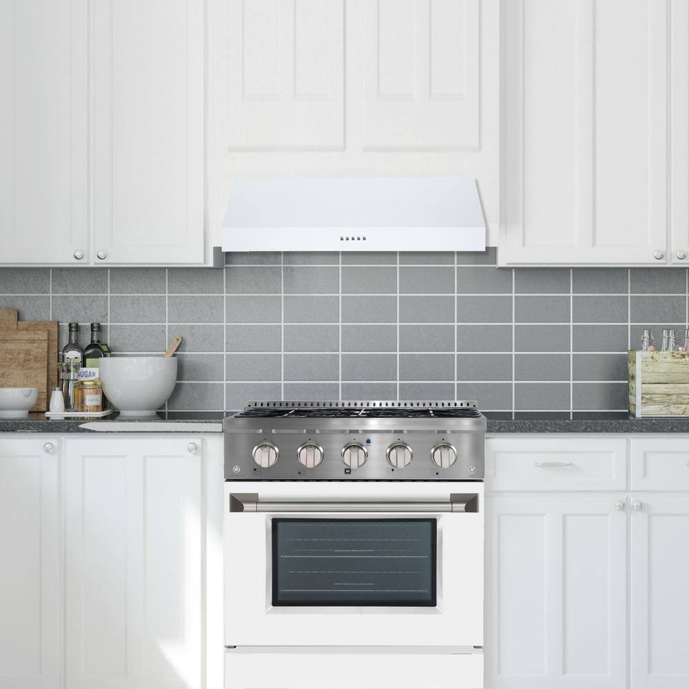 30" White Stainless Steel Under Cabinet Range Hood
