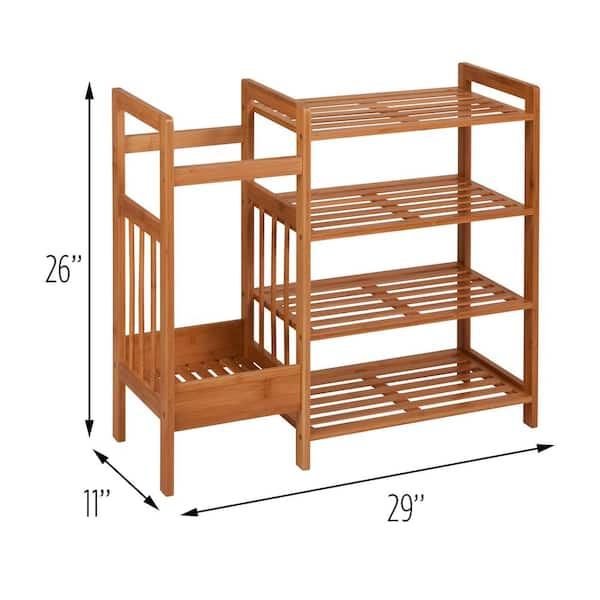 Honey Can Do 2 Tier Natural Wood Shoe Rack