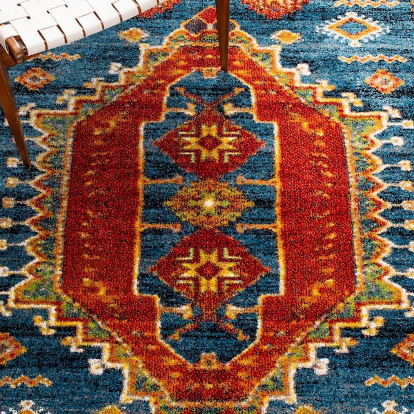 SAFAVIEH Vintage Hamadan Blue/Orange 8 ft. x 10 ft. Floral