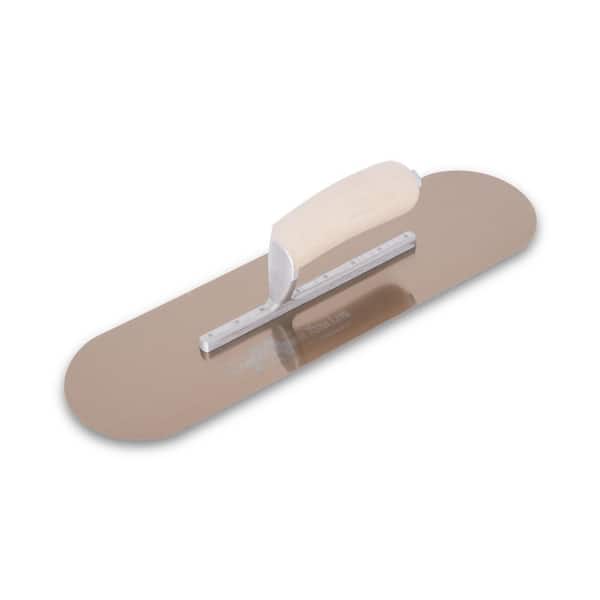 MARSHALLTOWN 16 in. x 4-1/2 in. Golden Stainless Steel Pool Trowel - Wood Handle