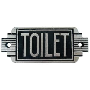 2.5 in. x 6 in. Streamlined Art Deco Cast Iron Toilet Door Sign