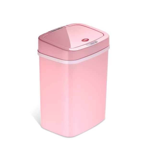 3 Gal. Motion Sensor Pink Rectangular Shape Plastic Trash Can