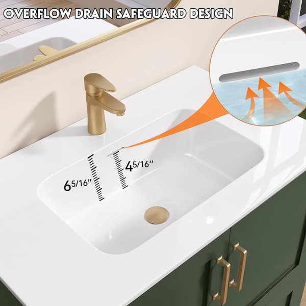 Zeafive 36 in. W x 22 in. D Solid Surface Vanity Top in Pure White