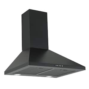 24 in. 440 CFM Convertible Wall Mount with Light Pyramid Range Hood in Matte Black
